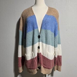 AMERICAN EAGLE OVERSIZED STRIPED CARDIGAN SIZE LARGE